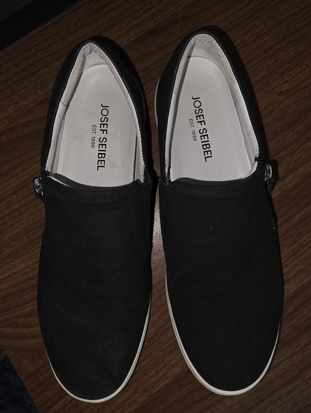 Josef Seibel Women’s Black Slip-On Sneakers with Side Zip